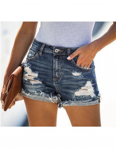 Replica Street Style Hole Design Zipper Up Denim Short Pant  #795561 $19.87 USD for Wholesale