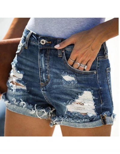 Replica Street Style Hole Design Zipper Up Denim Short Pant  #795561 $19.87 USD for Wholesale