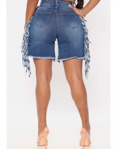 Replica Easy Matching Ripped Tassels Denim Shorts For Women #795574 $22.75 USD for Wholesale