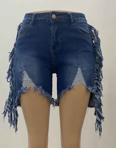 Replica Easy Matching Ripped Tassels Denim Shorts For Women #795574 $22.75 USD for Wholesale