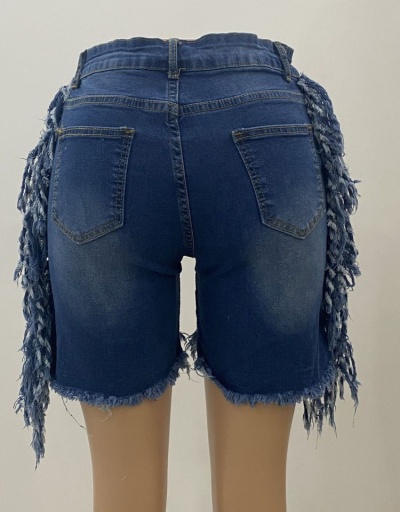 Replica Easy Matching Ripped Tassels Denim Shorts For Women #795574 $22.75 USD for Wholesale