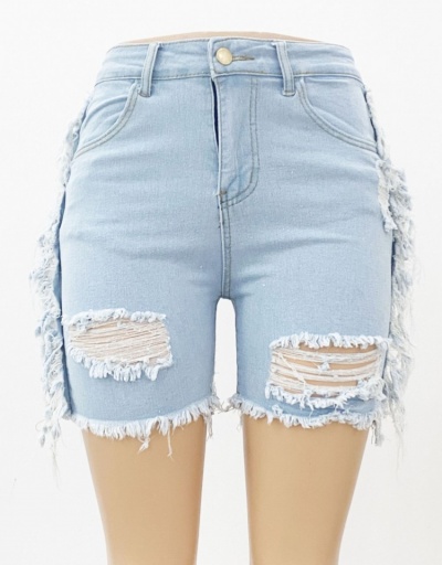 Replica Fashion Ripped Tassels Denim Shorts For Women #795575 $23.66 USD for Wholesale