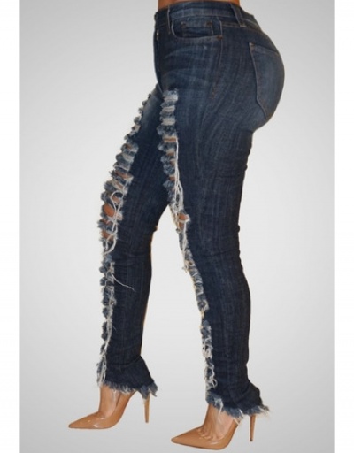 Replica  Casual Fashion Ripped Denim Jeans For Women #795577 $24.57 USD for Wholesale