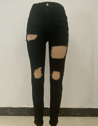 Replica Fashion Easy Matching Black Ripped Denim Long Pants #795578 $26.07 USD for Wholesale