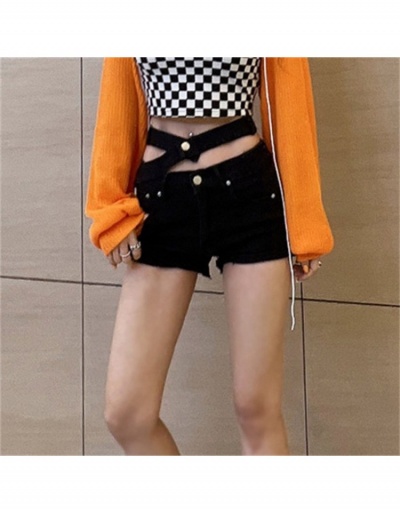 Replica  Punk Style Cutout Black Denim Shorts For Women #795582 $19.71 USD for Wholesale