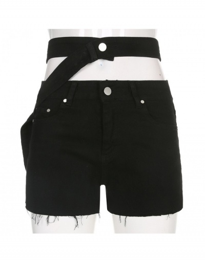 Replica  Punk Style Cutout Black Denim Shorts For Women #795582 $19.71 USD for Wholesale