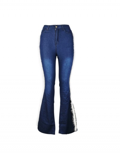 Replica Stylish Patchwork Blue Flare Denim Jean Pants For Women #795587 $29.78 USD for Wholesale