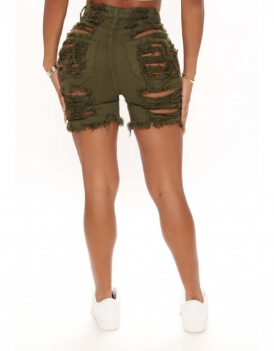 Replica Fashion Ripped High Waist Denim Shorts For Women #795589 $23.66 USD for Wholesale