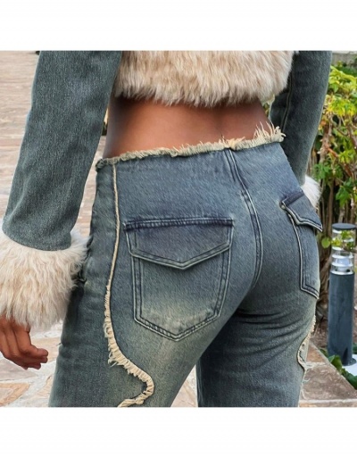 Replica Y2K Vintage Style Low Rise Embroidery  Ladies Jean Pants #795602 $43.01 USD for Wholesale