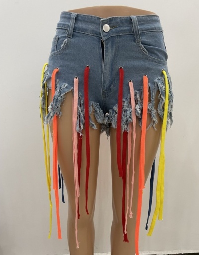 Replica Fashion Sexy Denim Tassel Short Jeans For Women #795603 $24.57 USD for Wholesale