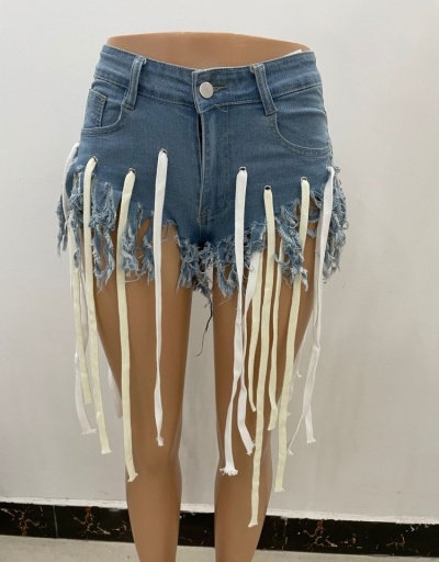 Replica Fashion Sexy Denim Tassel Short Jeans For Women #795604 $24.57 USD for Wholesale