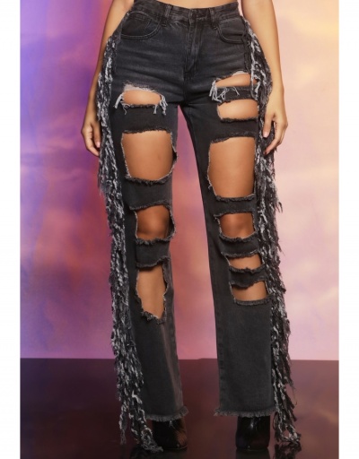 Replica Shion Sexy Denim Ripped Wide-leg Long Jeans #795605 $27.89 USD for Wholesale