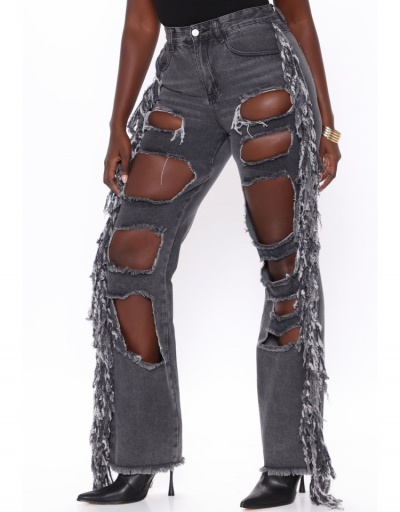 Replica Shion Sexy Denim Ripped Wide-leg Long Jeans #795605 $27.89 USD for Wholesale