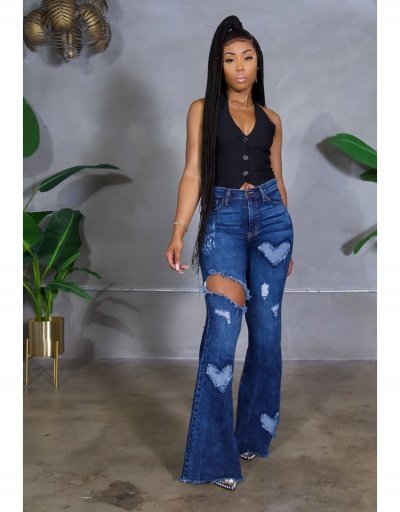 Fashion Casual Ripped Denim Flare Long Jeans  #795606 $27.10 USD, Wholesale Fashion Jeans