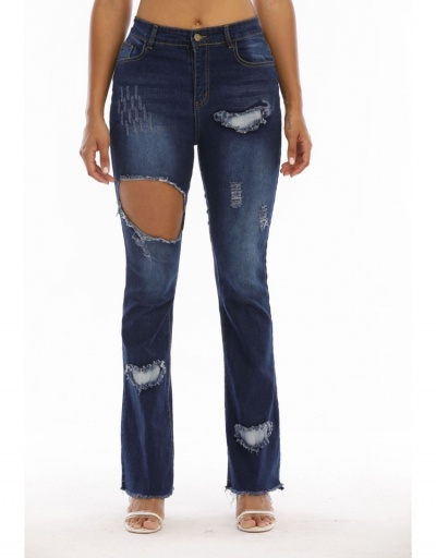 Replica Fashion Casual Ripped Denim Flare Long Jeans  #795606 $27.10 USD for Wholesale