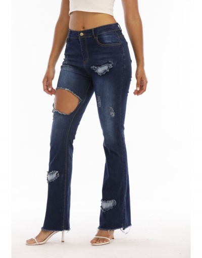 Replica Fashion Casual Ripped Denim Flare Long Jeans  #795606 $27.10 USD for Wholesale