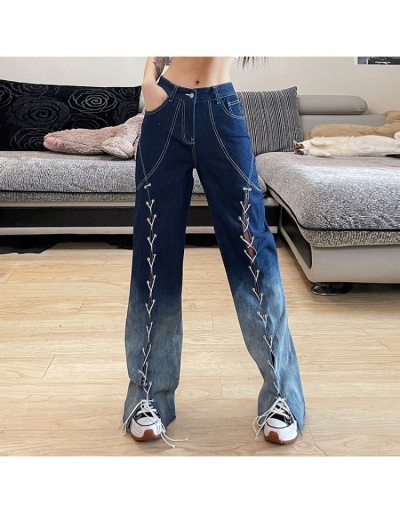  Street Gradient Color Denim Lace Up Jeans #795610 $32.13 USD, Wholesale Fashion Jeans