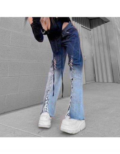 Replica  Street Gradient Color Denim Lace Up Jeans #795610 $32.13 USD for Wholesale