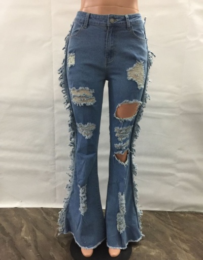 Replica Fashion Ripped Cutout Flared Jeans #795611 $37.42 USD for Wholesale