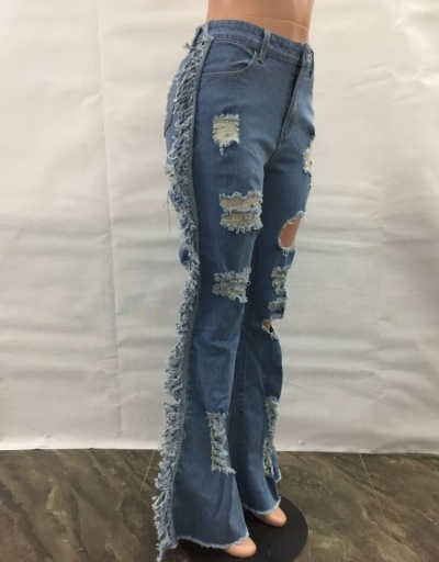 Replica Fashion Ripped Cutout Flared Jeans #795611 $37.42 USD for Wholesale