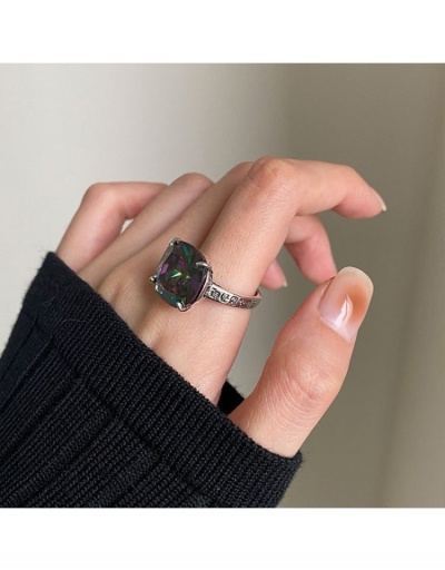  Silver Square Purple Green Zircon Women's Ring #795615 $5.35 USD, Wholesale Fashion Ring