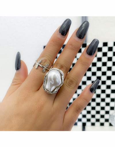 Stylish Unique Big Faux Pearl Leaf Ring Sets #795625 $5.80 USD, Wholesale Fashion Ring