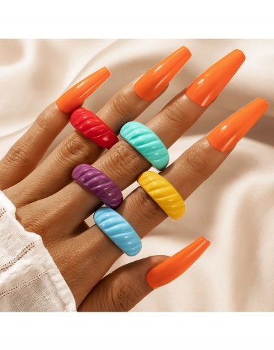  Harajuku Style Resin Candy Color Ring Set #795642 $5.55 USD, Wholesale Fashion Ring