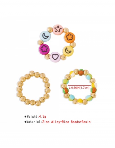 Replica Smile Heart Crescent Star Pattern Beads Ring Sets #795656 $5.51 USD for Wholesale