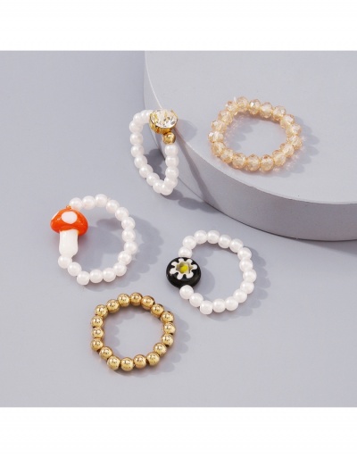 Rhinestone  Faux Pearl  Mushroom Ring Sets #795657 $6.59 USD, Wholesale Fashion Ring