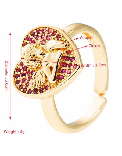 Replica  Metal Heart Zircon Hip-hop Opening Ring #795661 $8.13 USD for Wholesale