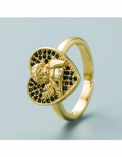 Replica  Metal Heart Zircon Hip-hop Opening Ring #795661 $8.13 USD for Wholesale