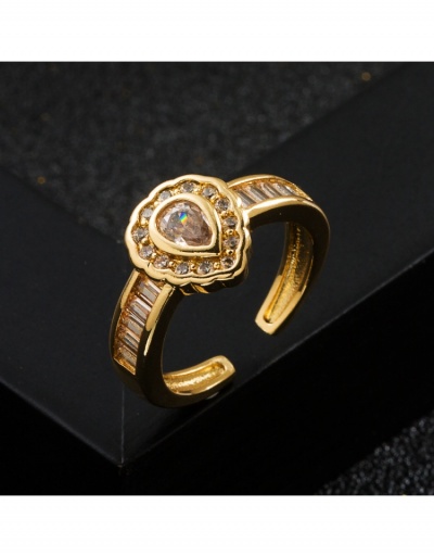 Replica Copper Geometric Zircon Design Women Ring #795675 $10.31 USD for Wholesale