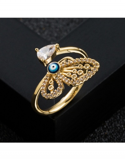 Replica Latest Copper Zircon Butterfly Rings For Women #795692 $9.32 USD for Wholesale