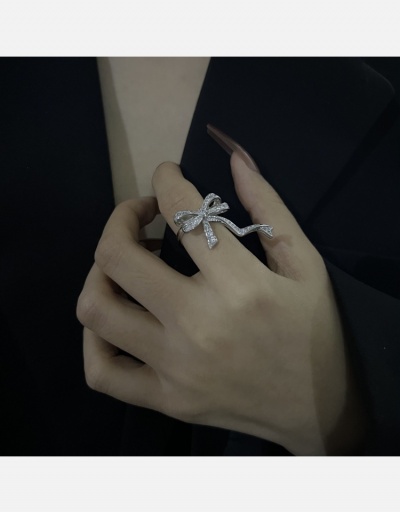 Temperament Party Bow Zircon Opening Ring For Women #795695 $8.43 USD, Wholesale Fashion Ring