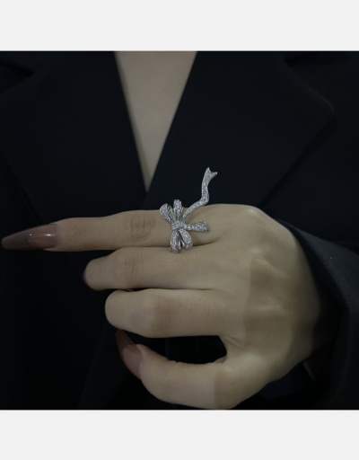 Replica Temperament Party Bow Zircon Opening Ring For Women #795695 $8.43 USD for Wholesale