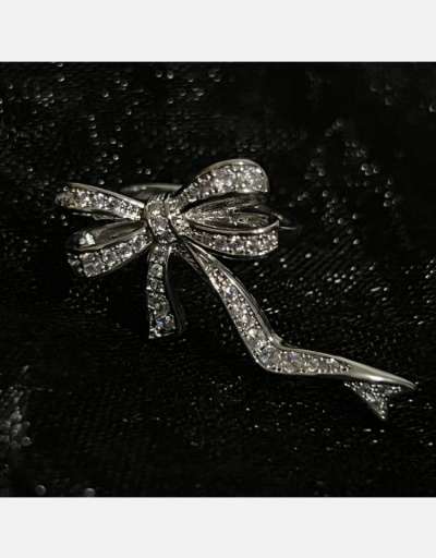 Replica Temperament Party Bow Zircon Opening Ring For Women #795695 $8.43 USD for Wholesale