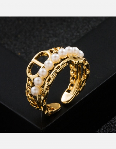 Replica  Fashion  Pearl Zircon Geometric Ring  #795698 $7.13 USD for Wholesale