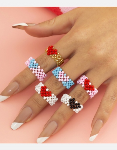 Chic Casual Beading  Heart Contrast Color Rings #795706 $5.54 USD, Wholesale Fashion Ring