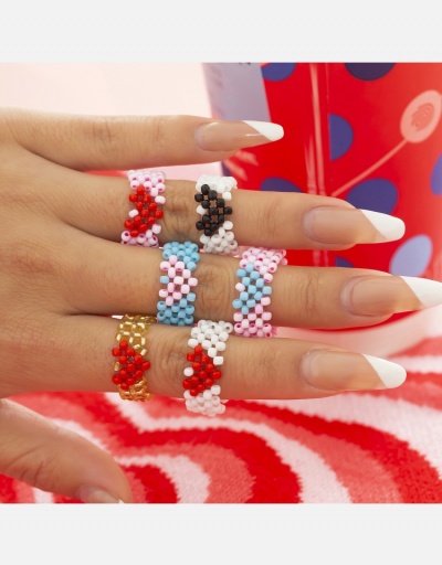 Replica Chic Casual Beading  Heart Contrast Color Rings #795706 $5.54 USD for Wholesale