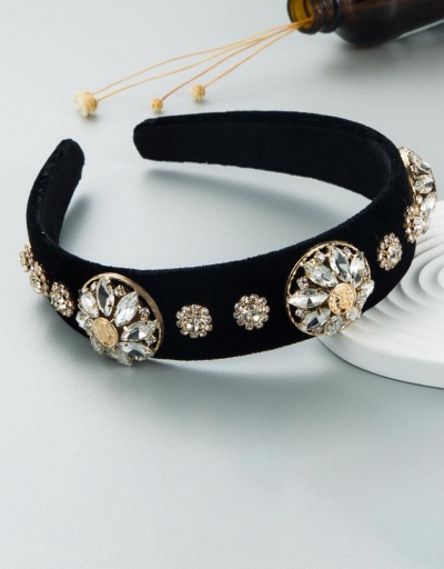 Replica Baroque Style Shinny Rhinestone Edelweiss Velvet Hair Hoop #795739 $15.50 USD for Wholesale