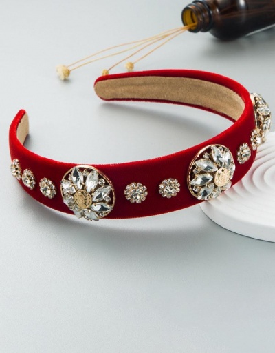 Replica Baroque Style Shinny Rhinestone Edelweiss Velvet Hair Hoop #795739 $15.50 USD for Wholesale