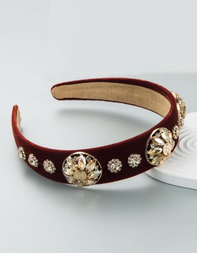 Replica Baroque Style Shinny Rhinestone Edelweiss Velvet Hair Hoop #795739 $15.50 USD for Wholesale