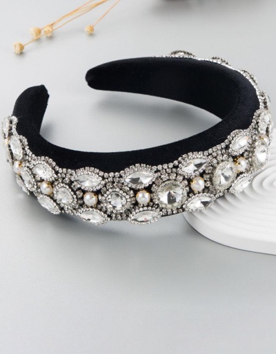 Replica Glass Drill Velvet Patch Vintage Wide Hair Hoop #795745 $20.49 USD for Wholesale