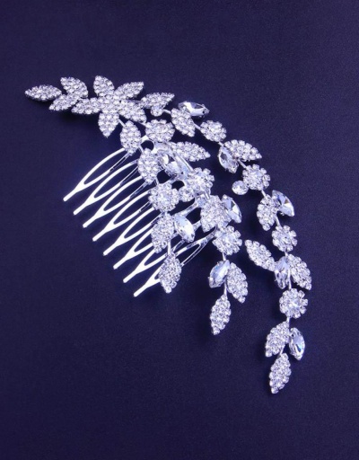 Replica Adorable Eye-Catching Rhinestone Leaf Shape Hair Comb #795757 $15.79 USD for Wholesale