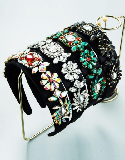 Colored Flower Rhinestone Vintage Women Hair Hoop #795793 $13.81 USD, Wholesale Fashion Hair Accessories