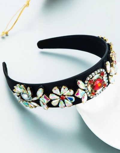 Replica Colored Flower Rhinestone Vintage Women Hair Hoop #795793 $13.81 USD for Wholesale