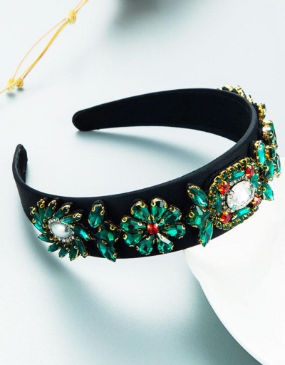 Replica Colored Flower Rhinestone Vintage Women Hair Hoop #795793 $13.81 USD for Wholesale