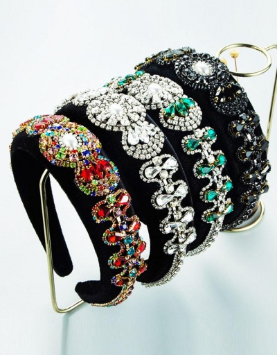 Vintage Style Multicolored Rhinestone Faux-Pearl Hair Hoop #795796 $16.90 USD, Wholesale Fashion Hair Accessories