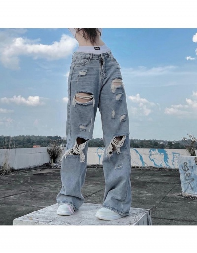 Replica  Women's Loose Fashion Ripped Straight Jeans #795812 $28.62 USD for Wholesale