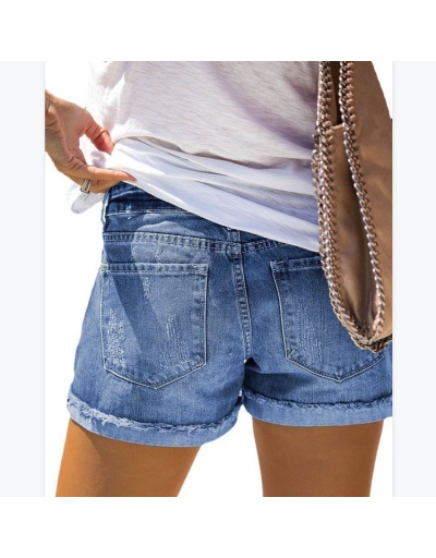 Replica Women Fashion Denim Ripped Short Jeans #795813 $24.18 USD for Wholesale